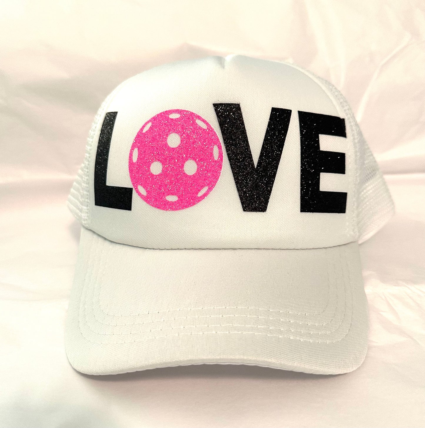 LOVE Pickleball Glitter Trucker Hat