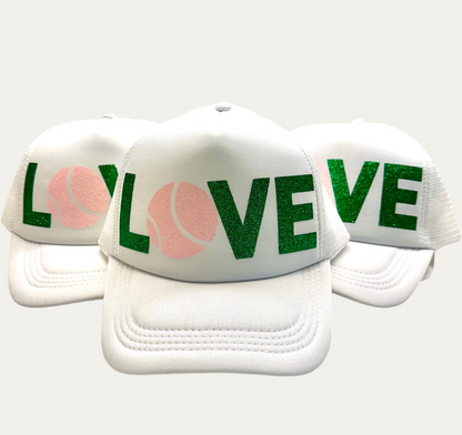 LOVE Tennis Glitter Trucker Hat