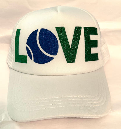 LOVE Tennis Glitter Trucker Hat