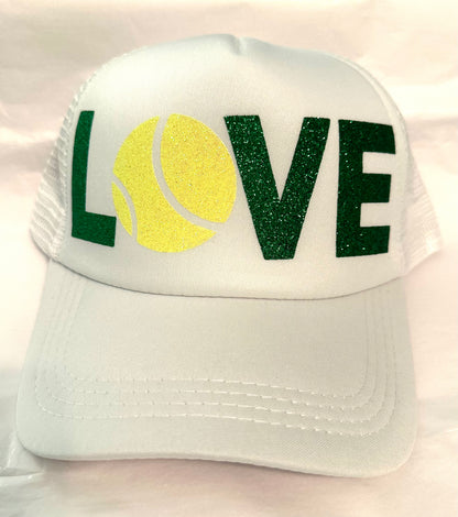 LOVE Tennis Glitter Trucker Hat