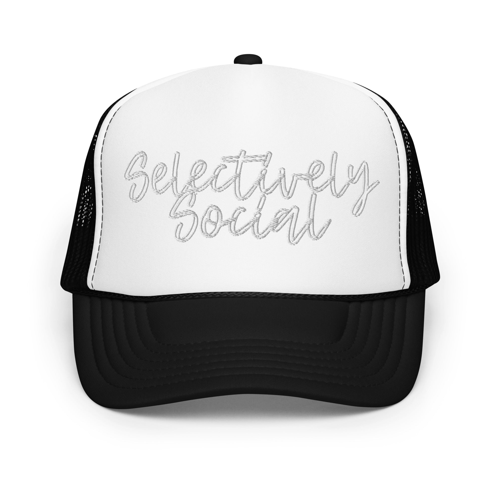 Black Selectively Social Trucker Hat buy