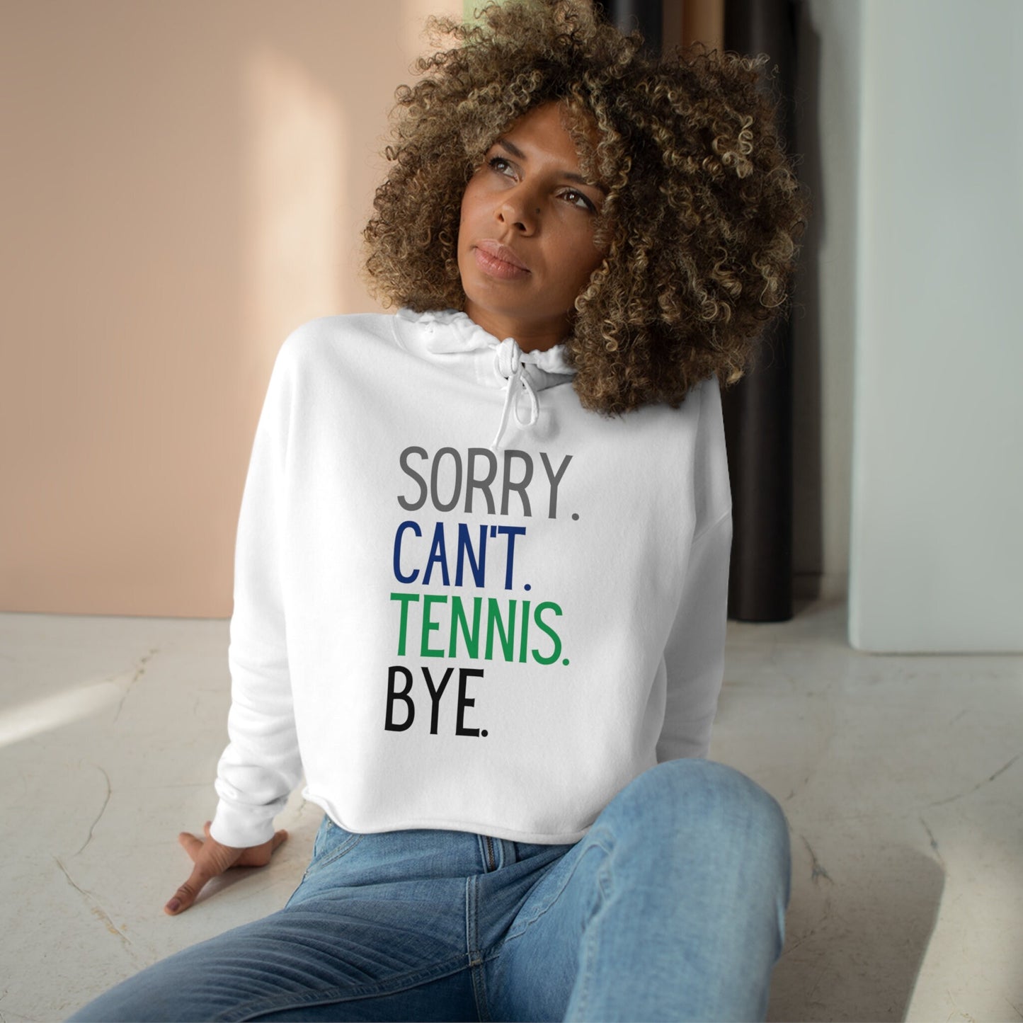 Sorry Can't Tennis Crop Hoodie