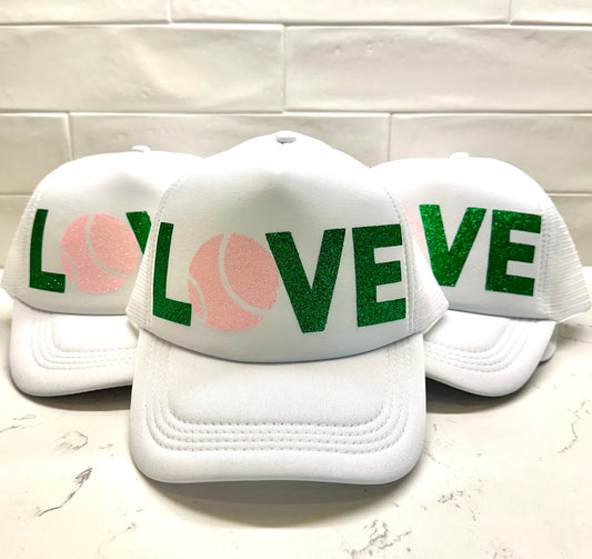 LOVE Tennis Glitter Trucker Hat